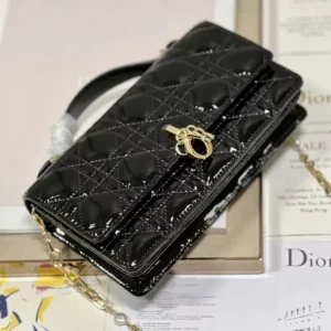 Dior Women My Dior Mini Bag Black Patent Cannage Calfskin S0980OVRB