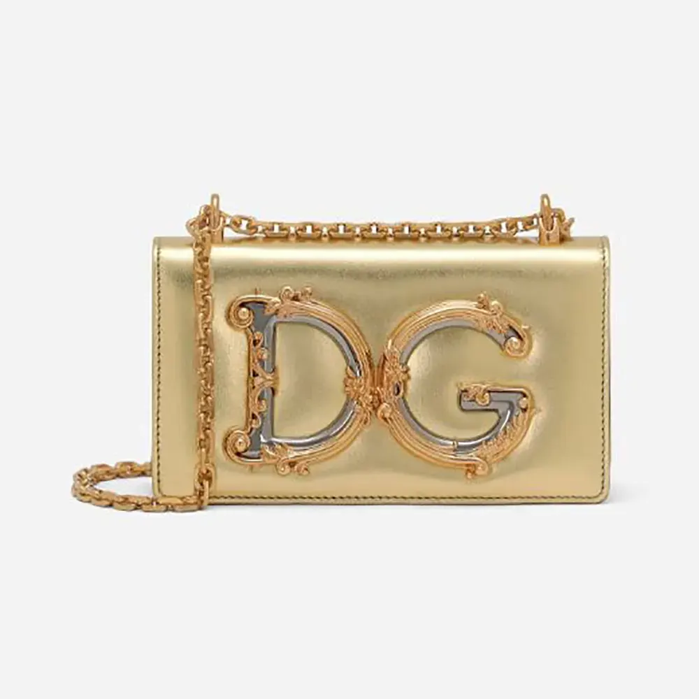 Dolce Gabbana D&G Women DG Girls Phone Bag in Nappa Mordore Leather