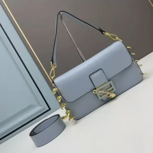 Fendi Women Baguette Brooch Fendace Blue Leather Bag