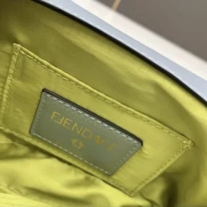Fendi Women Baguette Brooch Fendace Blue Leather Bag