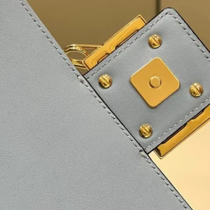 Fendi Women Baguette Brooch Fendace Blue Leather Bag