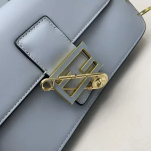 Fendi Women Baguette Brooch Fendace Blue Leather Bag