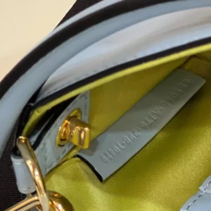 Fendi Women Brooch Mini Baguette Fendace Blue Leather Bag
