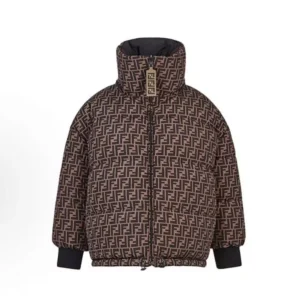 Fendi Women Down Jacket Brown FF Nylon Down Jacket