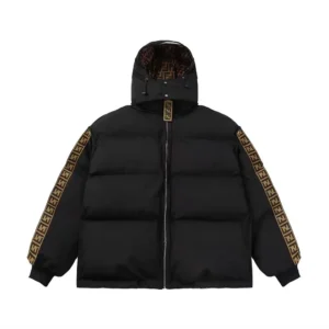 Fendi Women Down Jacket Brown FF Nylon Down Jacket