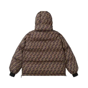 Fendi Women Down Jacket Brown FF Nylon Down Jacket