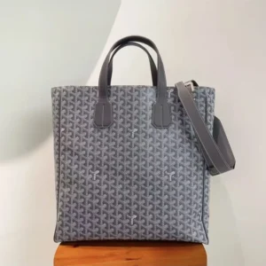 Goyard Women Voltaire Tote Bag in Goyardine Canvas & Chevroches Calfskin-Gray