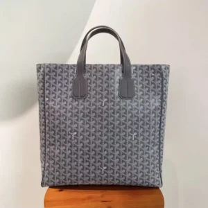 Goyard Women Voltaire Tote Bag in Goyardine Canvas & Chevroches Calfskin-Gray