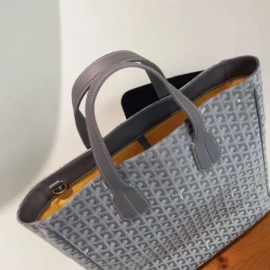 Goyard Women Voltaire Tote Bag in Goyardine Canvas & Chevroches Calfskin-Gray