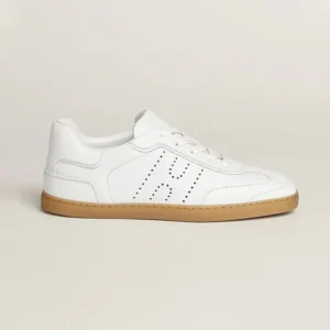 Hermes Unisex Match Sneaker in Sport Goatskin and Calfskin-White H261000Z