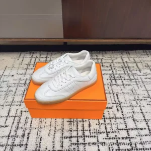 Hermes Unisex Match Sneaker in Sport Goatskin and Calfskin-White H261000Z