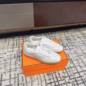 Hermes Unisex Match Sneaker in Sport Goatskin and Calfskin-White H261000Z