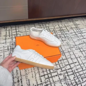 Hermes Unisex Match Sneaker in Sport Goatskin and Calfskin-White H261000Z