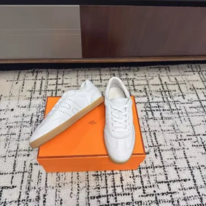 Hermes Unisex Match Sneaker in Sport Goatskin and Calfskin-White H261000Z