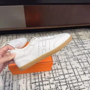 Hermes Unisex Match Sneaker in Sport Goatskin and Calfskin-White H261000Z