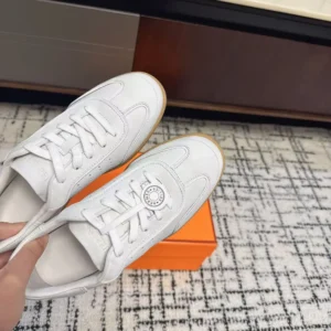 Hermes Unisex Match Sneaker in Sport Goatskin and Calfskin-White H261000Z