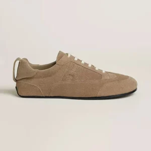 Hermes Unisex May Derby Shoe in Suede Calfskin-Brown H261955