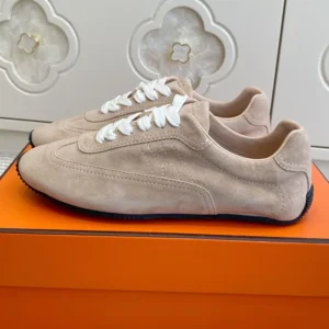 Hermes Unisex May Derby Shoe in Suede Calfskin-Brown H261955