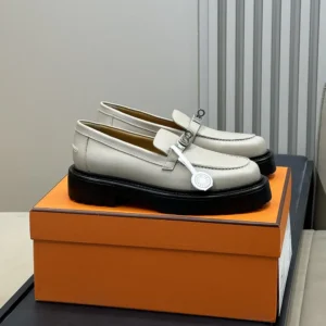 Hermes Women Icone Loafer in Calfskin-Gray H242102Z