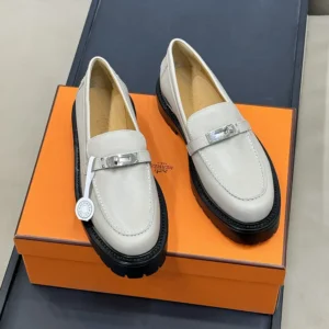 Hermes Women Icone Loafer in Calfskin-Gray H242102Z