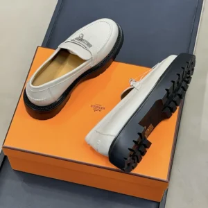 Hermes Women Icone Loafer in Calfskin-Gray H242102Z
