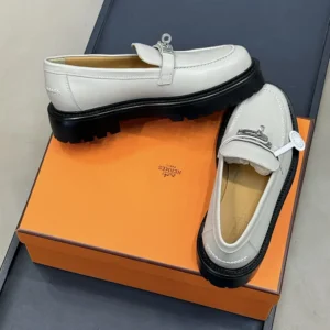 Hermes Women Icone Loafer in Calfskin-Gray H242102Z