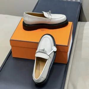 Hermes Women Icone Loafer in Calfskin-Gray H242102Z