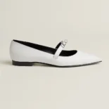 Hermes Women Kelly Ballet Flat in Calfskin-White H251001Z
