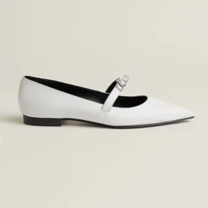 Hermes Women Kelly Ballet Flat in Calfskin-White H251001Z