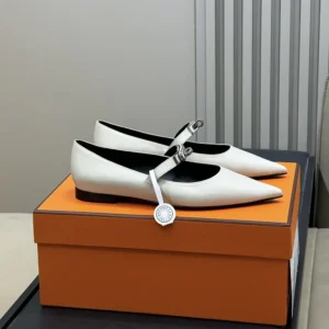 Hermes Women Kelly Ballet Flat in Calfskin-White H251001Z