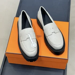 Hermes Women Klement Loafer in Calfskin-Gray H252133Z