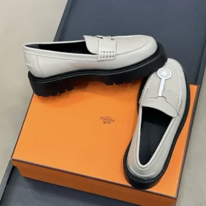 Hermes Women Klement Loafer in Calfskin-Gray H252133Z