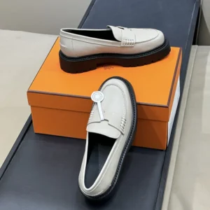 Hermes Women Klement Loafer in Calfskin-Gray H252133Z