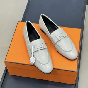Hermes Women Paris Loafer in Goatskin-Gray H251062Z