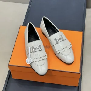 Hermes Women Royal loafer in Goatskin-Gray H181069Z