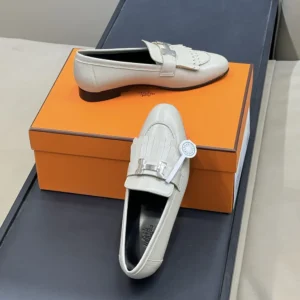 Hermes Women Royal loafer in Goatskin-Gray H181069Z