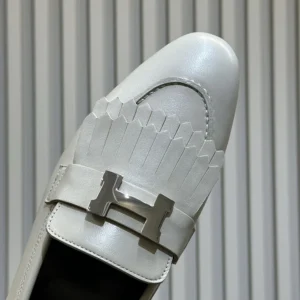 Hermes Women Royal loafer in Goatskin-Gray H181069Z