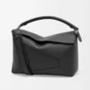 Loewe Unisex Large Puzzle Edge Bag in Grained Calfskin-Black