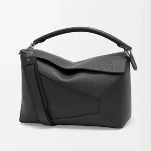 Loewe Unisex Large Puzzle Edge Bag in Grained Calfskin-Black