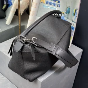 Loewe Unisex Large Puzzle Edge Bag in Grained Calfskin-Black