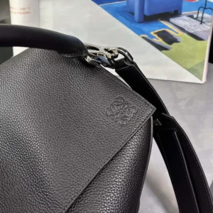 Loewe Unisex Large Puzzle Edge Bag in Grained Calfskin-Black