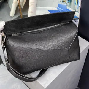 Loewe Unisex Large Puzzle Edge Bag in Grained Calfskin-Black