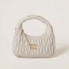 Miu Miu Women Wander Matelassé Nappa Leather Hobo Bag-White 5BC125