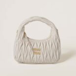Miu Miu Women Wander Matelassé Nappa Leather Hobo Bag-White 5BC125