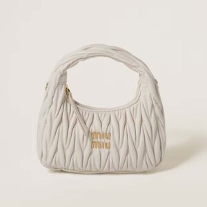 Miu Miu Women Wander Matelassé Nappa Leather Hobo Bag-White 5BC125