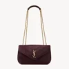 Saint Laurent YSL Women Loulou Small In Matelassé Suede-Burgundy 801437A