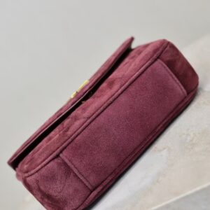 Saint Laurent YSL Women Loulou Small In Matelassé Suede-Burgundy 801437A