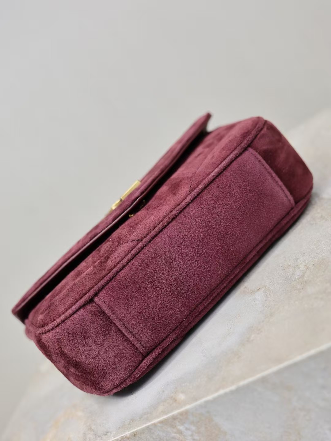Saint Laurent YSL Women Loulou Small In Matelassé Suede-Burgundy 801437A 4 Saint Laurent YSL Women Loulou Small In Matelassé Suede-Burgundy 801437A