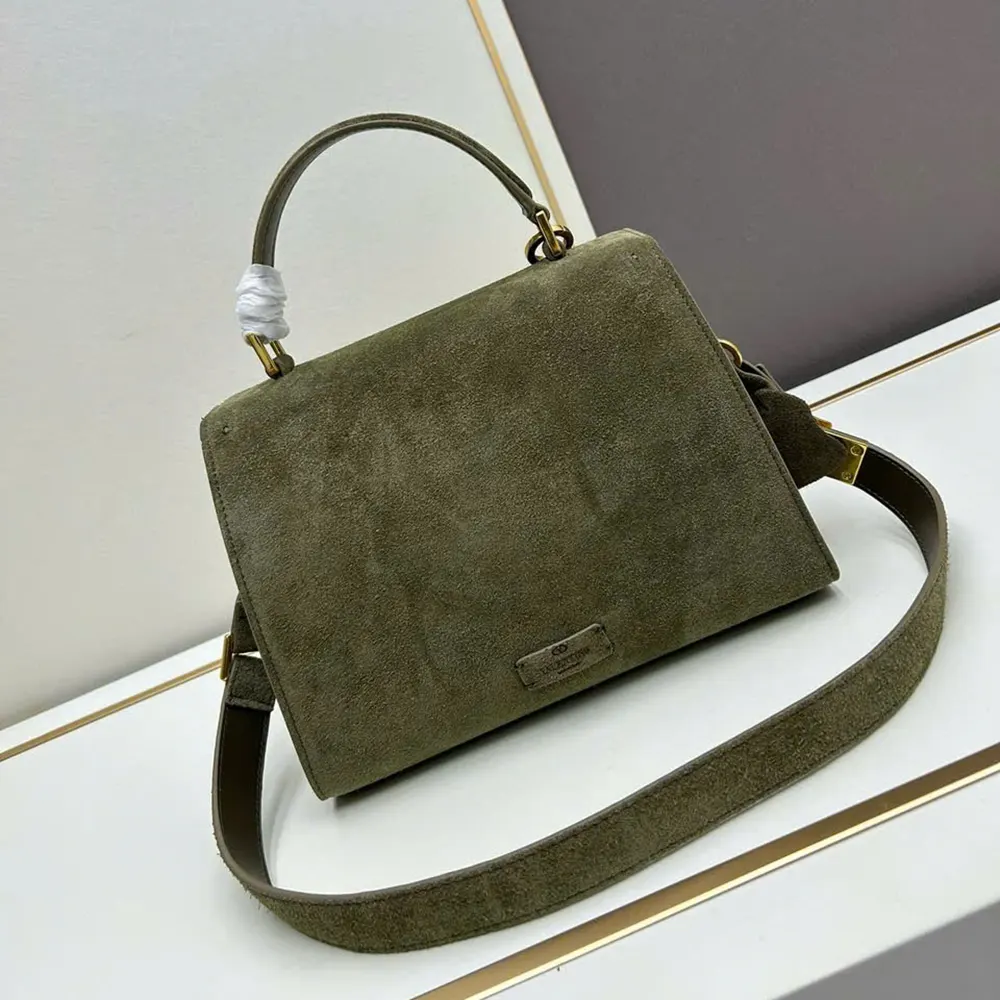 Valentino Women Vsling Handbag With Nellcôte Suede with Gold-tone Hardware