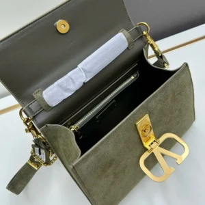 Valentino Women Vsling Handbag With Nellcôte Suede with Gold-tone Hardware